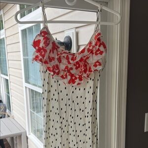 NWT Target Polka Dot Dress with Red Floral Ruffle